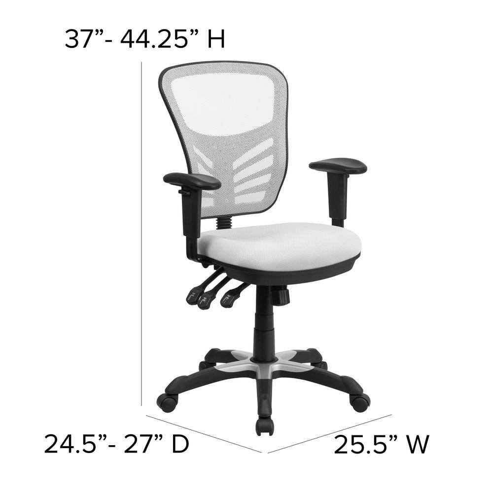 ErgoFlex White Mesh Mid-Back Executive Swivel Office Chair with Adjustable Arms
