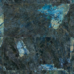 Jume Onyx Labrodorite Blue 4 in. x 0.41 in. Polished Porcelain Tile Sample