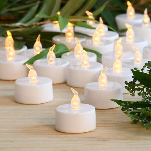 HOLIDAY TIME BATTERY OPERATED 6 LED FLICKERING YELLOW TEA LIGHT CANDLES New 