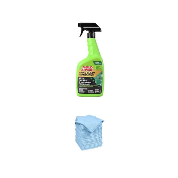 32 oz. Rapid Clean Remediation Trigger Spray and 14 in. x 14 in. Microfiber Cloth Towels Combo (25 Pieces)