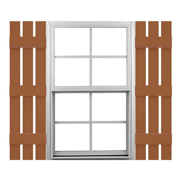 Mid America 12 in. W x 59 in. H Vinyl Board and Batten Shutters Pair in Treated Cedar