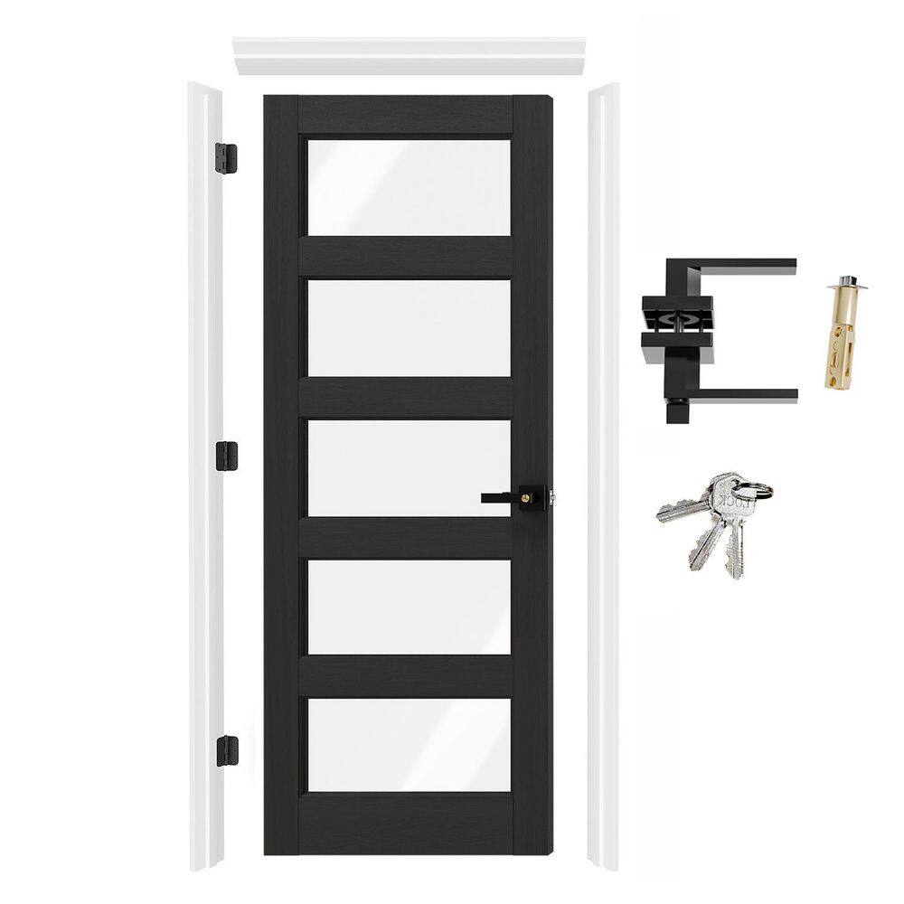 24 in. x 80 in. Left-Handed 5 Lite Clear Glass Black PVC Covering MDF. Door with Quick Assemble Door Jamb, Lever &Latch price history on PriceWatchPro
