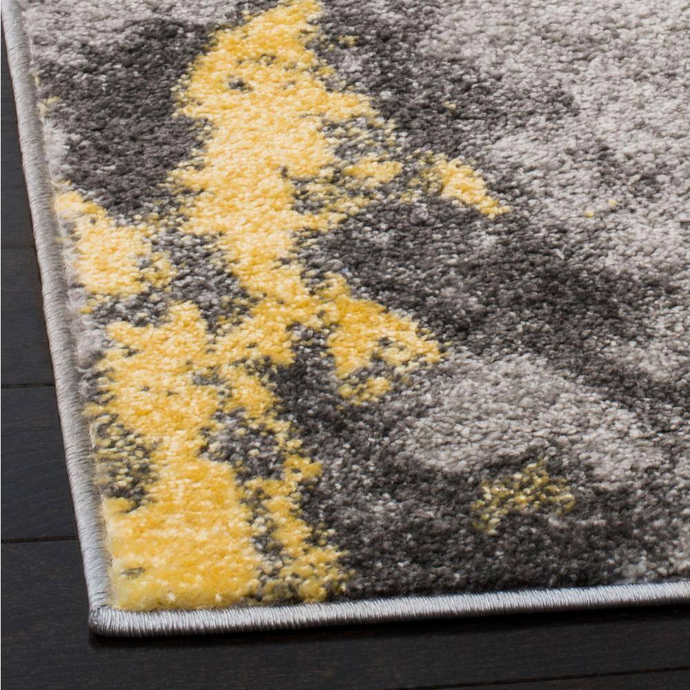 Grey and Yellow Abstract Synthetic Oversized Area Rug