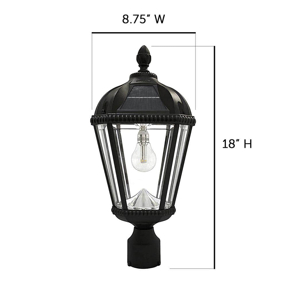 Black Aluminum Solar LED Lamp Post with Beveled Glass
