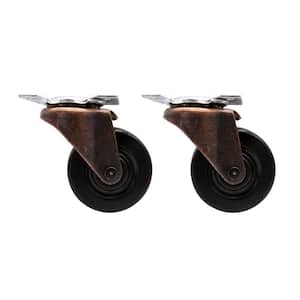 2 in. Black Soft Rubber and Copper Swivel Plate Caster with 80 lb. Load Rating (2-Pack)