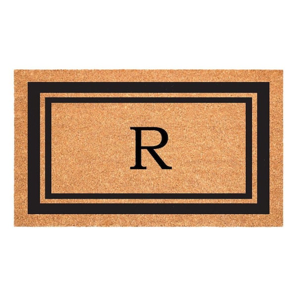 Black Border Door Mat 24 in. x 36 in. Monogram R Door Mat