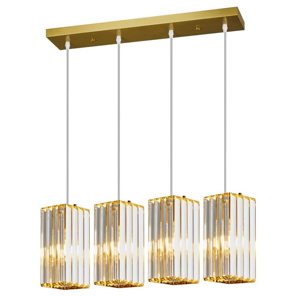24w 4-Light Gold Rectangle Mini Crystal Pendant Lighting for Kitchen Island Bedroom Dinning Room Living Room price history on PriceWatchPro