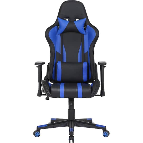 Hanover Black Faux Leather Gaming Chair with Adjustable Gas Lift Seating, Lumbar and Neck Support