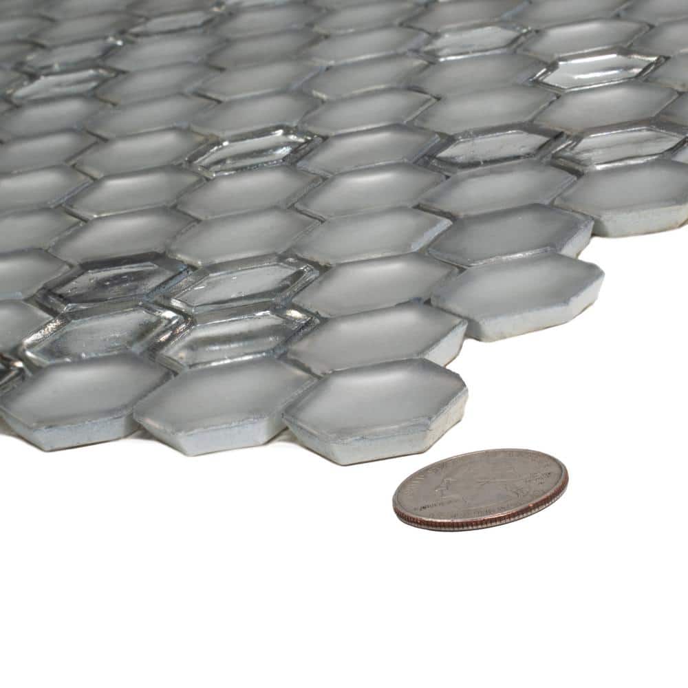 Apollo Silver Hexagon Glass Mosaic Tile Pack