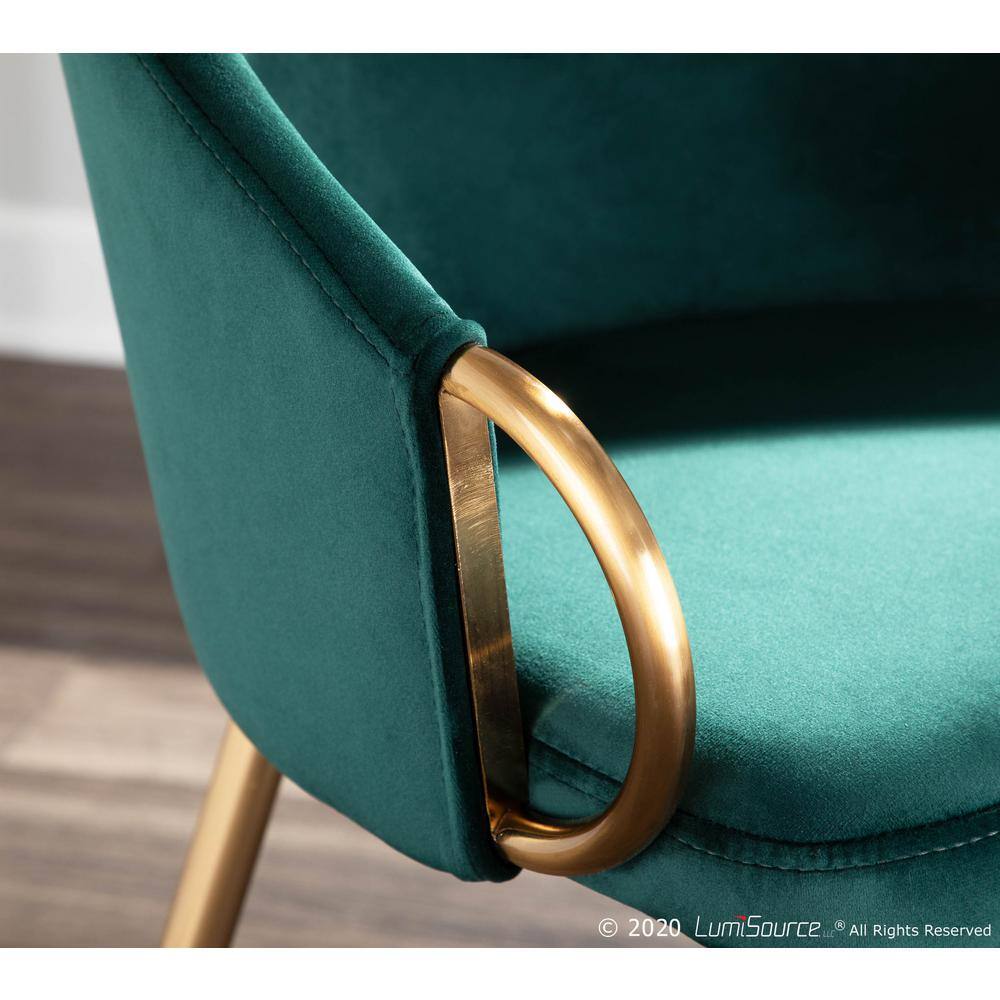 Emerald Green Velvet Upholstered Dining Chair with Gold Metal Frame