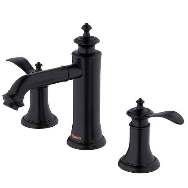Karran Vineyard Widespread 2-Handle 3 Hole Bathroom Faucet with Matching Pop-Up Drain in Oil Rubbed Bronze