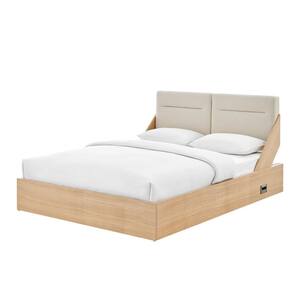 Reclina Oak Upholstered Lift-Up Storage Bed - King