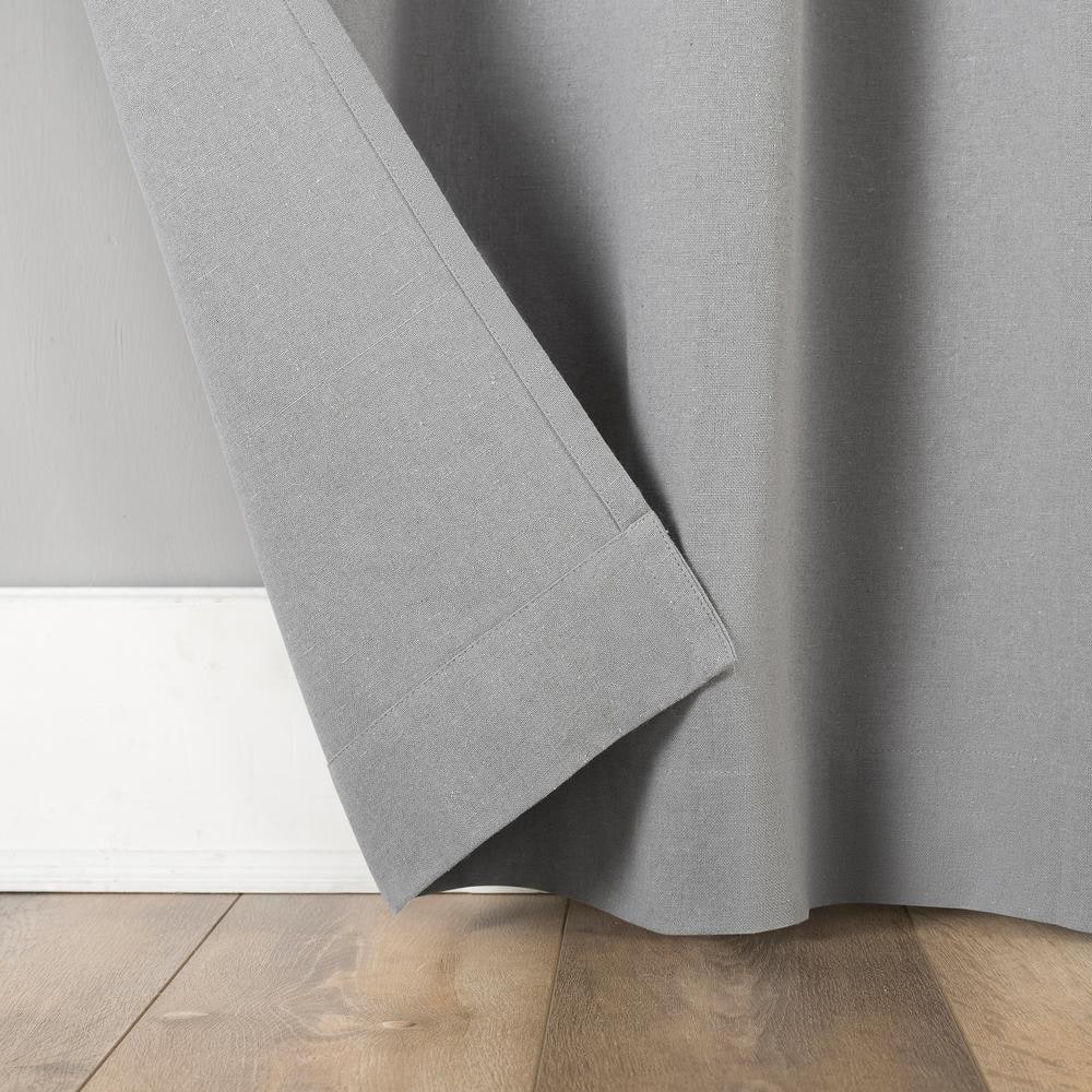 Gray Cotton Blend Button Tab Top Curtain Panel, 40" x 84"