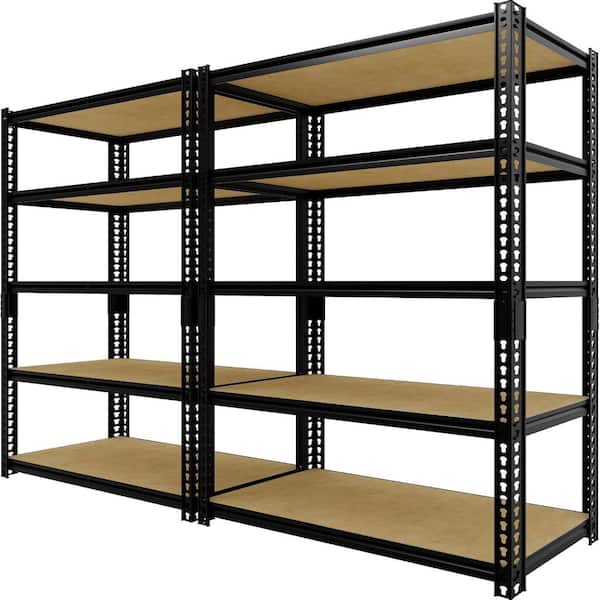 2-Pack 30"Lx12"Wx60"H Storage Rack Shelving Unit 5-Tier Metal Frame Garage Shelf with Wood Shelves for Garage & Pantry