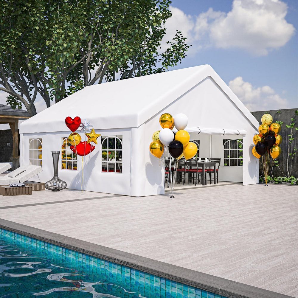 Joan 20 ft. x 20 ft. Outdoor Wedding Party Canopy Tent in White with Removable Sidewalls, Storage Bags price history on PriceWatchPro