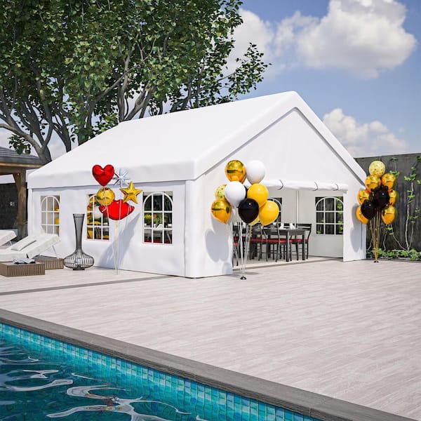 Joan 20 ft. x 20 ft. Outdoor Wedding Party Canopy Tent in White with Removable Sidewalls, Storage Bags