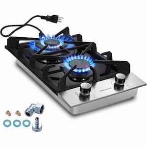 12 in. 2-Burners Recessed Gas Cook top in Stainless Steel with Thermocouple Protection, Dual NGLPG Convertible