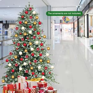 8 ft. Unlit Artificial Christmas Tree Hinged Xmas Tree with Metal Stand