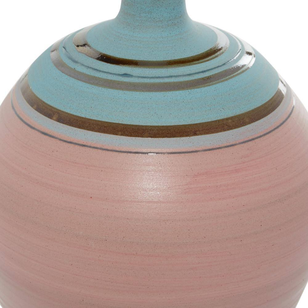 15" Pink and Blue Ceramic Table Bud Vase