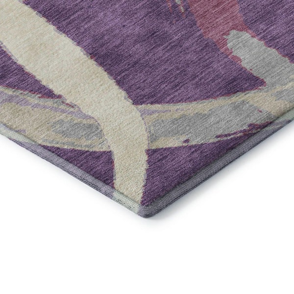 Mayfield Premium Machine Washable Abstract AMF1022 Purple 5 ft. x 7 ft. 6 in. Area Rug