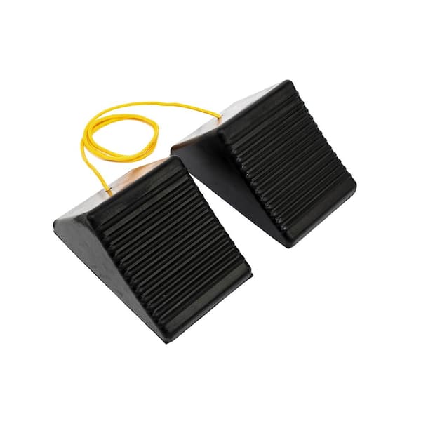 MaxxHaul 8 in. x 5 in. x 4 in. Rubber Wheel Chock with Rope (2-Pack)