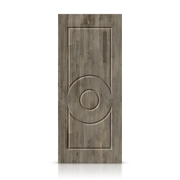 CALHOME 30 in. x 80 in. Weather Gray Stained Pine Wood Modern Interior Door Slab
