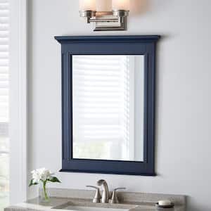 Channing 25 in. W x 32 in. H Rectangular Tri Fold Wood Framed Wall Bathroom Vanity Mirror in Royal Blue