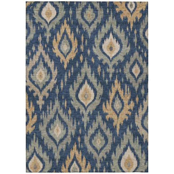 Chantille Machine Washable Indoor/Outdoor Abstract ACN3073 Navy 10 ft. x 14 ft. Area Rug