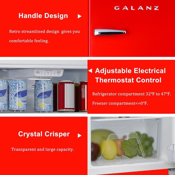 【 CULT】Lux Red Galanz Retro 10-cu ft Counter-depth Top-Freezer Refrigerator