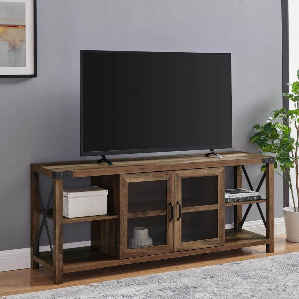 Welwick Designs 60 In. Reclaimed Barnwood Composite TV Stand With ...