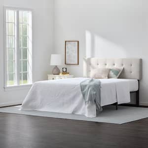 Kaylee Adjustable Ivory Full Upholstered Low Profile Headboard with Square Tufting