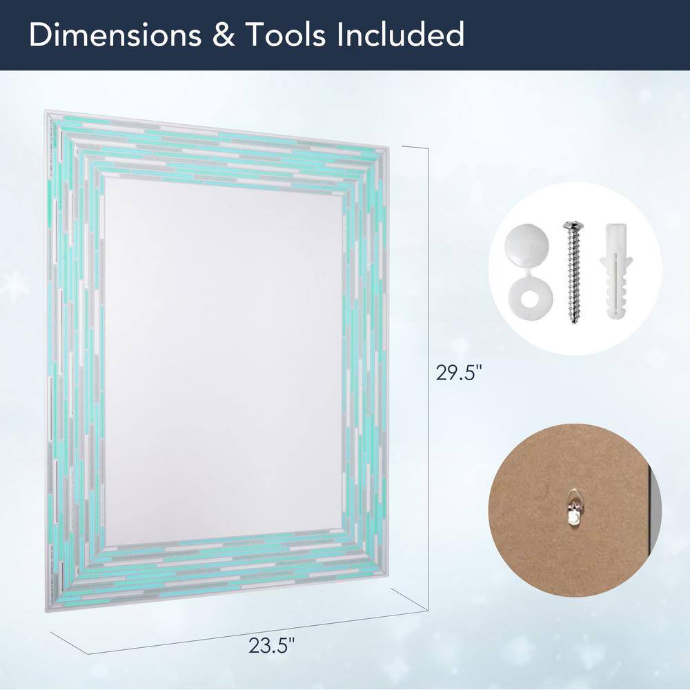 Rectangular Frameless Sea Glass Wall Mirror 24" x 30"