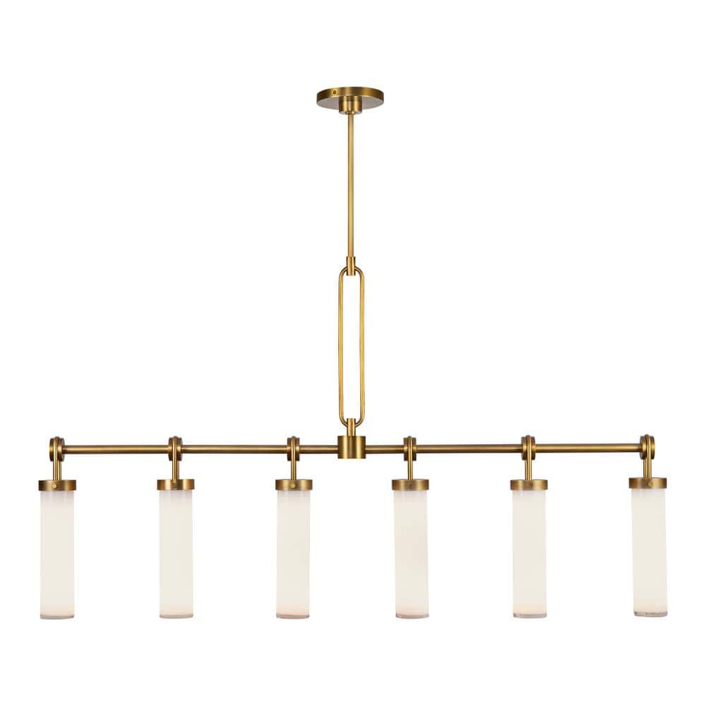Wynwood Vintage Brass and Glass 6-Light Island Pendant