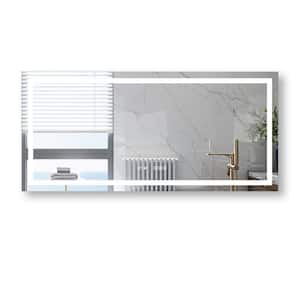 Front Lighting 60 in. W x 28 in. H Large Rectangular Frameless Anti-Fog Wall Mount Bathroom Vanity Mirror in Silver