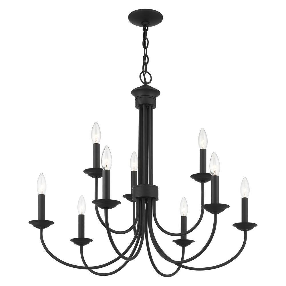 Estate 9-Light Black Crystal Chandelier with Candelabra Base