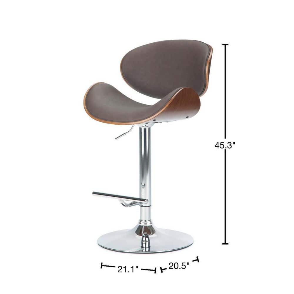 Marana Distressed Brown Faux Leather Adjustable Swivel Bar Stool