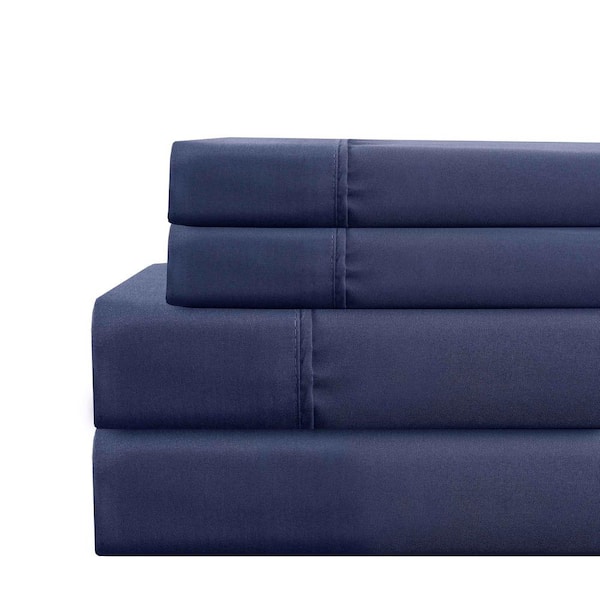 MODERN THREADS Deep-Pocket 3-Piece Navy Ultra-Soft Solid Microfiber Twin Sheet Set
