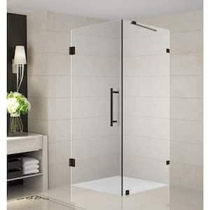 Aquadica 30 in. x 72 in. Frameless Hinged Corner Shower Enclosure in Bronze with Clear Glass