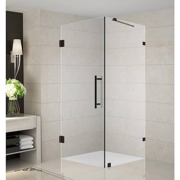 Bathroom Corner Hinged Black Shower Enclosure with Matt Aluminum