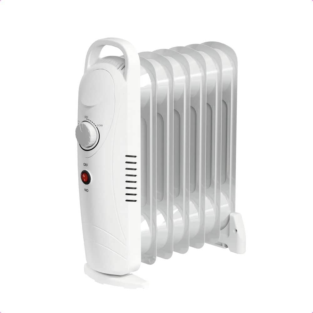 700-Watt Indoor Electric Oil-Filled Radiator Space Heater in White with ...
