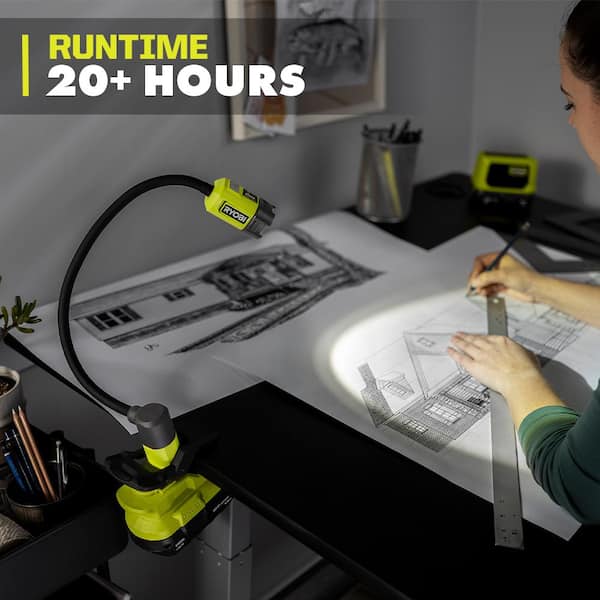 RYOBI - ONE+ 18V 3-Tool Lighting Kit with Hybrid Panel Light, Spotlight and Flexible Clamp Light (Tools Only)