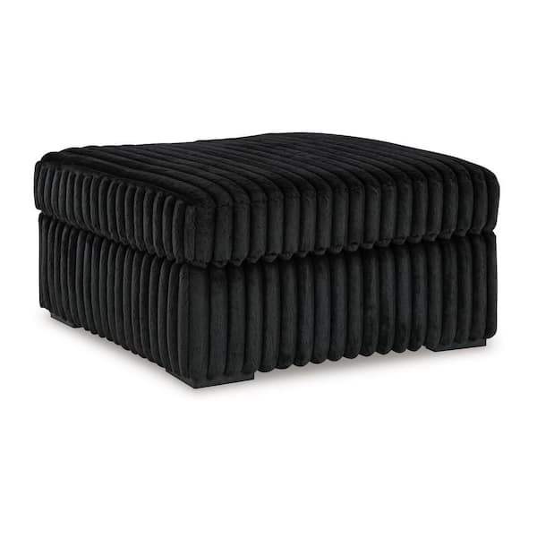 Addy Onyx Black Polyester Square Accent Oversized Ottoman