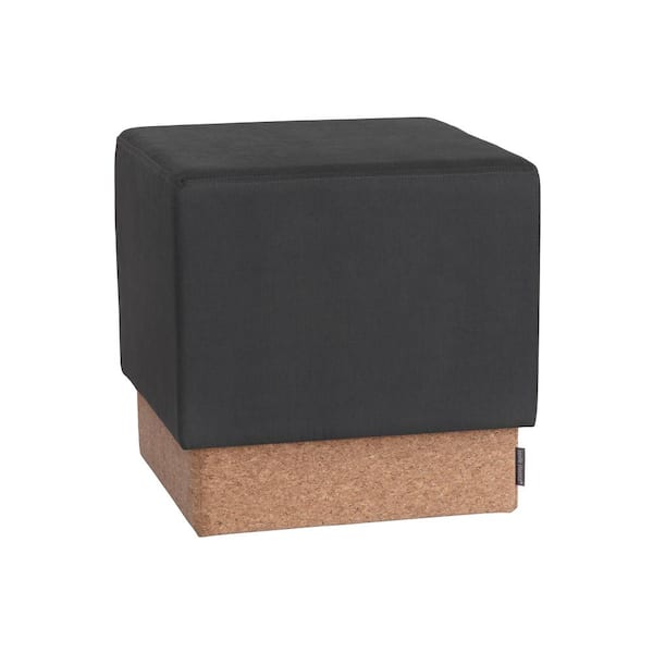 Seville Classics The Vineyard Collection Cork Cube Fabric Storage Ottoman, Steel Gray (15 in. x 15 in. x 15 in. H)