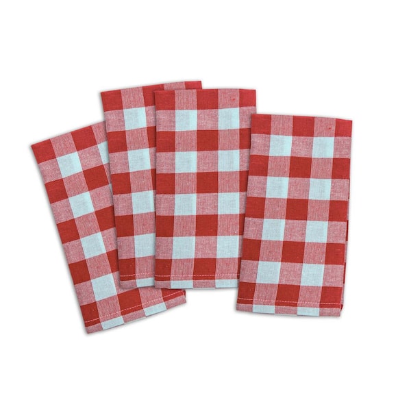 Lintex Buffalo Check Red 100% Cotton Napkin 18 in. x 18 in. (Set of 4)