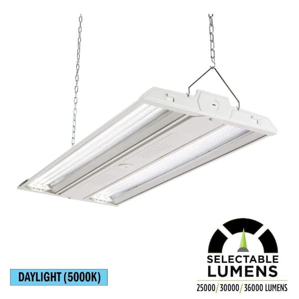 2.3 ft. 1000-Watt Equivalent Linear White LED High Bay Light Adjustable Beam Selectable Lumens Daylight 5000K