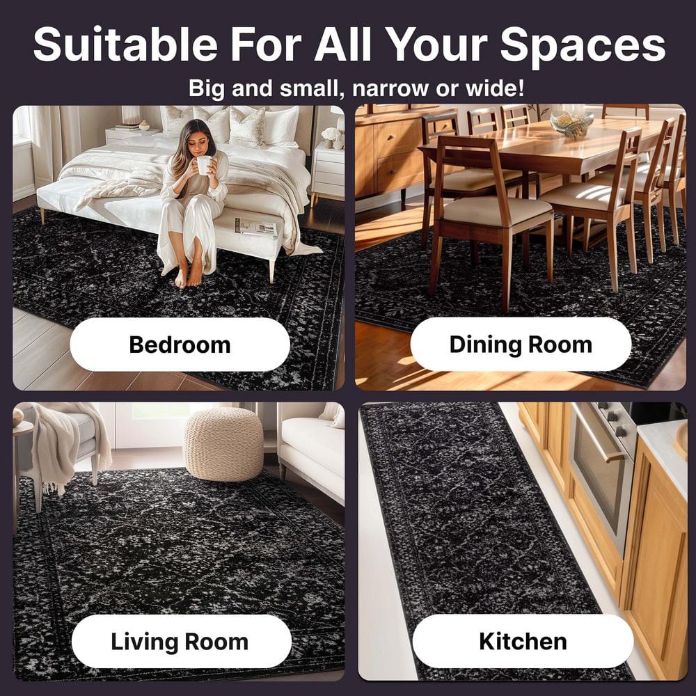 Zazzle Vintage Modern 5' x 7' Black Synthetic Area Rug