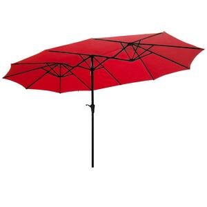 15 ft. Market No Weights Patio Umbrella 2-Side in Red