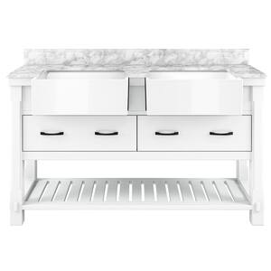 60 in. W x 21 in. D x 35 in. H Freestanding Bath Vanity in White with Top