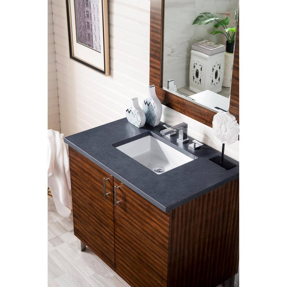 James Martin Vanities Metropolitan 36 In Single Vanity In American Walnut With Quartz Vanity Top In Charcoal Soapstone With White Basin 850 V36 Awt 3csp The Home Depot