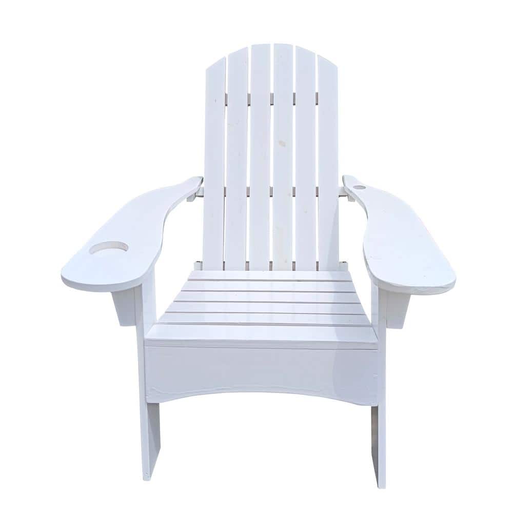 Outdoor or Indoor Wood Adirondack Chair Armrest With Cup Hole And Umbrella 